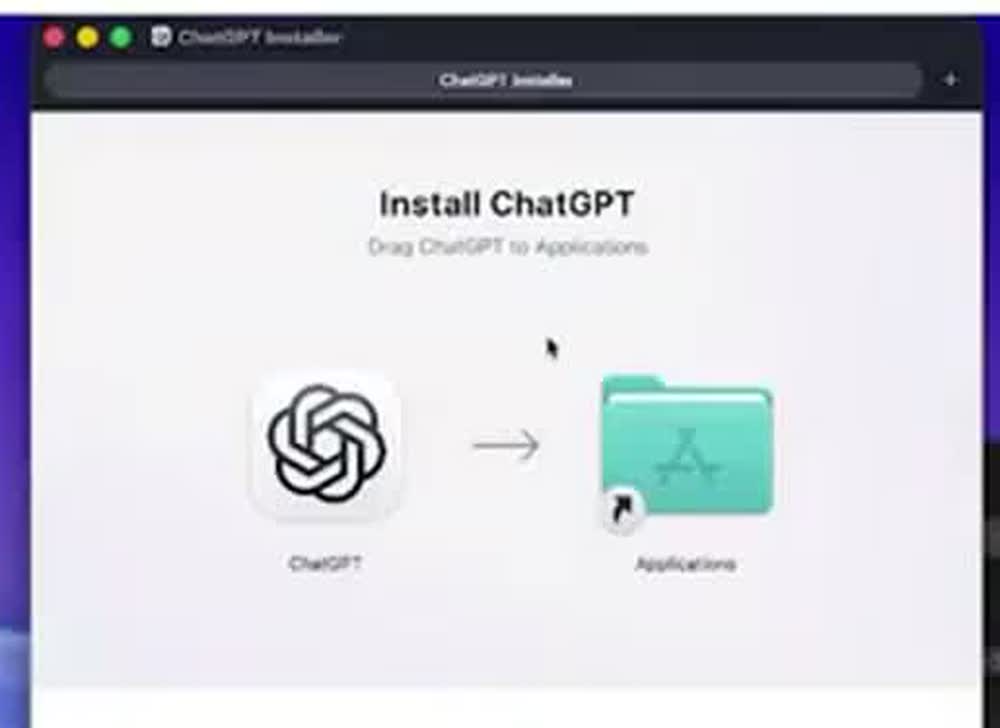 Macの方：ChatGPTのアイコンを、Applicationsへドラッグ＆ドロップします